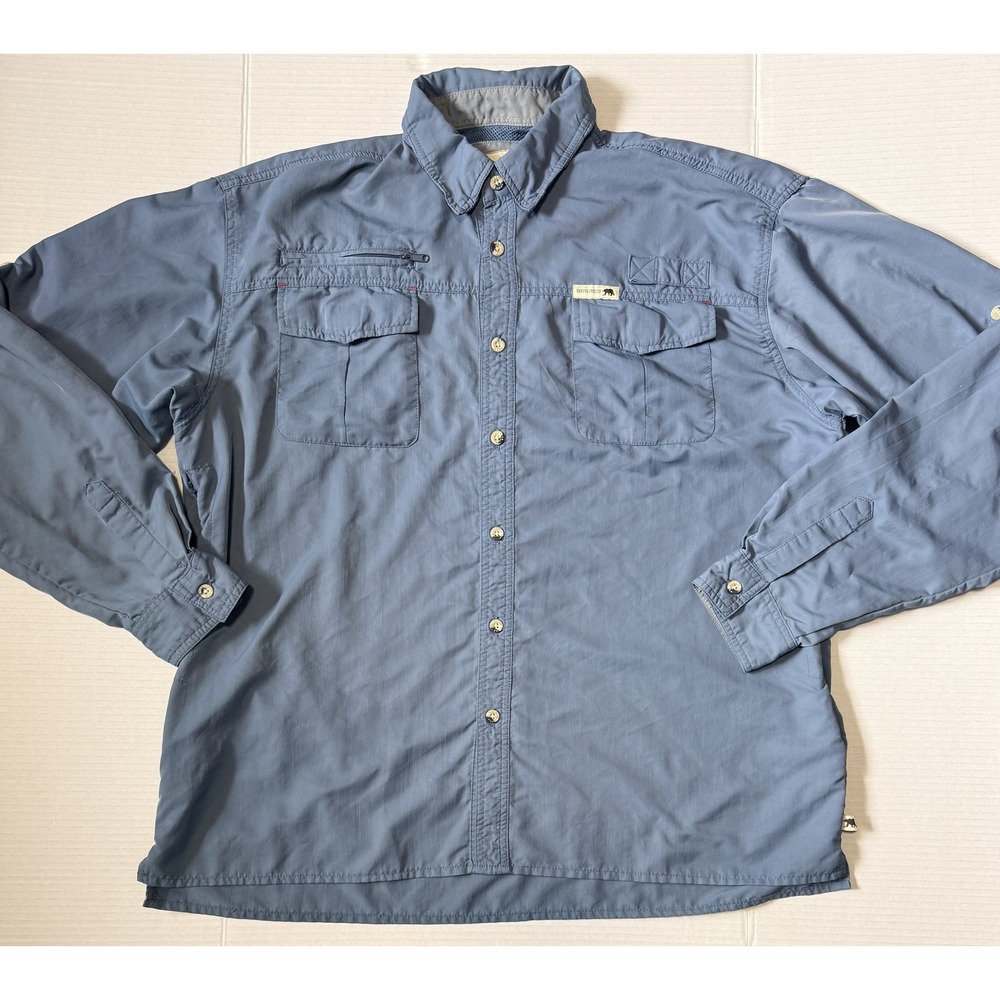 DAKOTA GRIZZLY - Men's Fishing Shirt - Blue Long Sleeve Vented - X-Large XL
